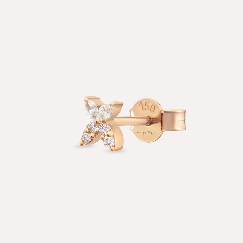 Butterfly Marquise Cut Diamond Rose Gold Single Earring - Nev Jewellery (1)