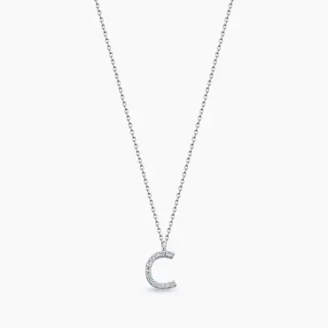 C Letter 0.09 CT Diamond White Gold Necklace - Nev Jewellery (1)