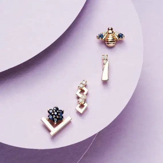 Camelia Blue Sapphire Rose Gold Piercing - 3