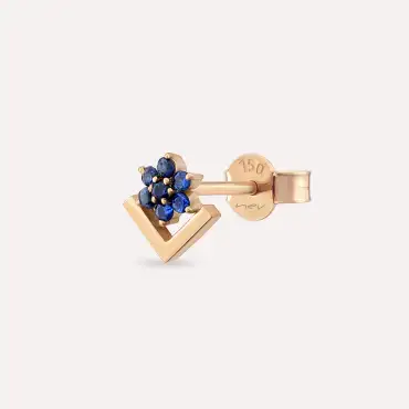 Camelia Blue Sapphire Rose Gold Single Earring - Nev Jewellery (1)
