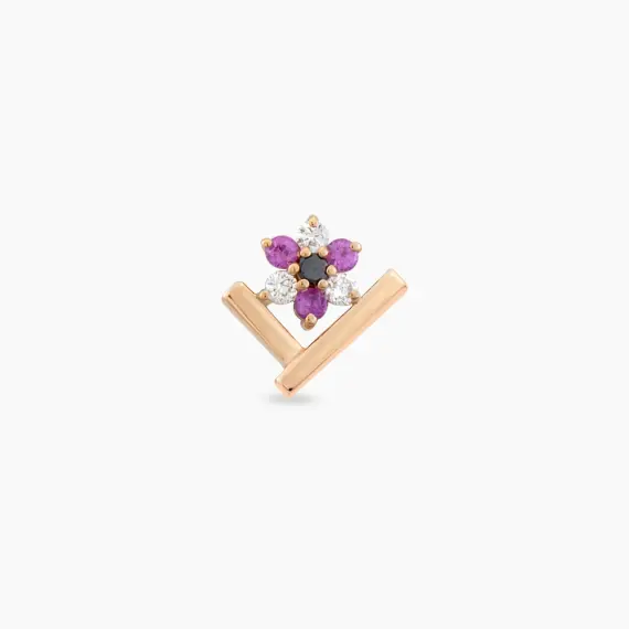 Camelia Diamond and Multicolor Sapphire Rose Gold Piercing - 3
