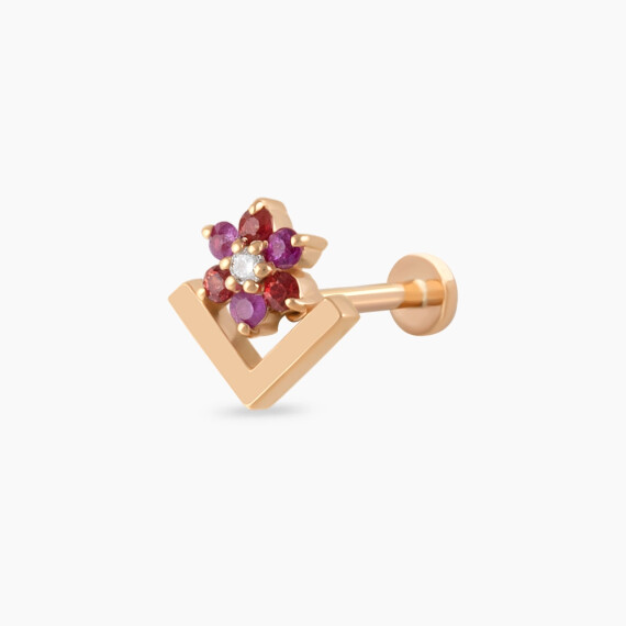 Camelia Multicolor Sapphire and Diamond Rose Gold Piercing - Nev Jewellery