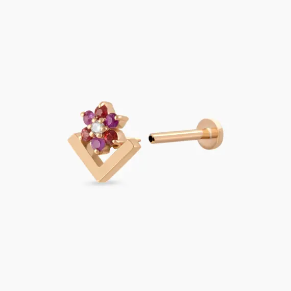 Camelia Multicolor Sapphire and Diamond Rose Gold Piercing - 4