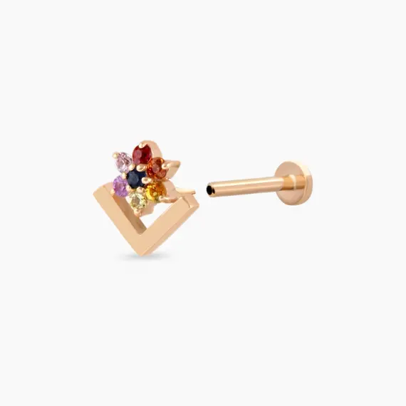 Camelia Multicolor Sapphire Rose Gold Piercing - 4
