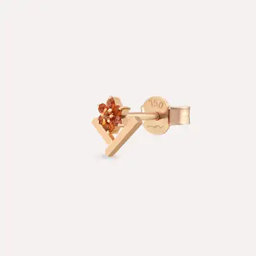 Camelia Orange Sapphire Rose Gold Single Earring - Nev Jewellery (1)
