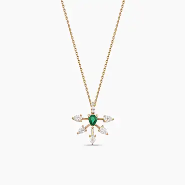 Capella 0.46 CT Pear Cut Emerald and Diamond Pendant - Nev Jewellery (1)
