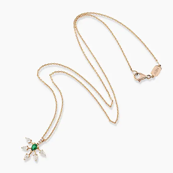 Capella 0.46 CT Pear Cut Emerald and Diamond Pendant - 3