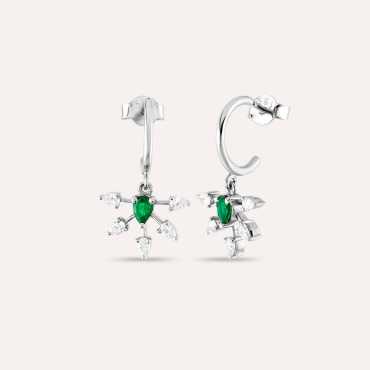 Capella Pear Cut Emerald and Diamond Earring - Nev Jewellery