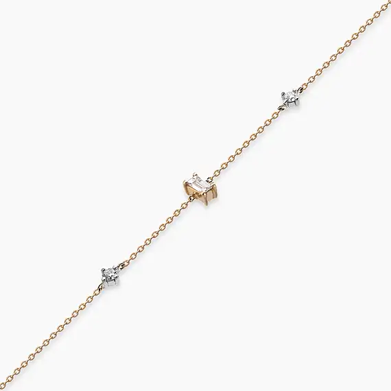 Cara 0.15 CT Baguette Cut Diamond Rose Gold Bracelet - 4