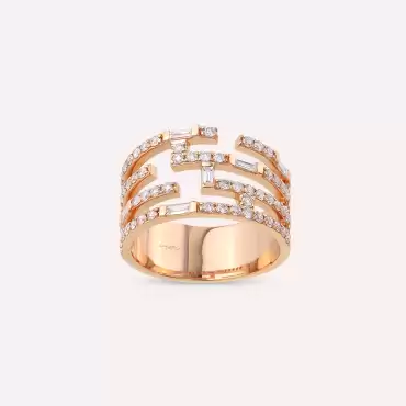 Clair 0.88 CT Baguette Cut Diamond Rose Gold Ring - Nev Jewellery (1)