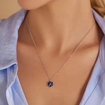 Clematis 1.31 CT Sapphire and Diamond White Gold Necklace - Nev Jewellery (1)