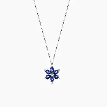 Clematis 1.31 CT Sapphire and Diamond White Gold Necklace - Nev Jewellery (1)