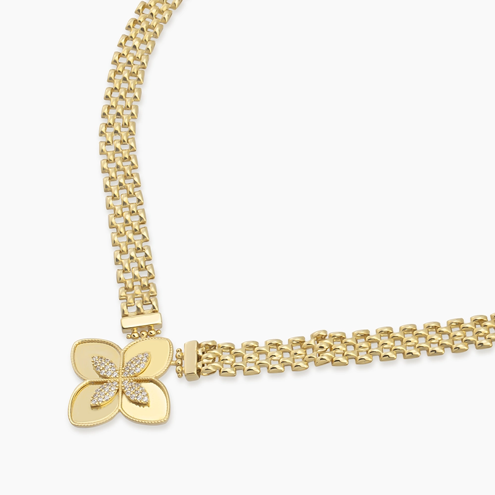 Clover Yellow Gold Necklace - Nev Jewellery (1)