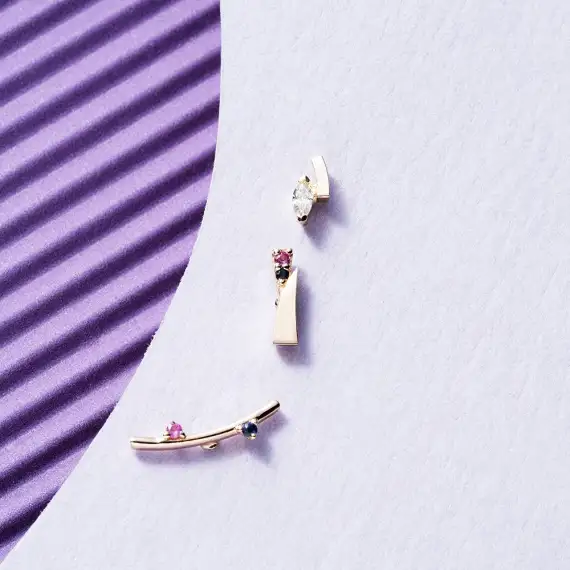 Comma Marquise Cut Diamond Rose Gold Piercing - 3