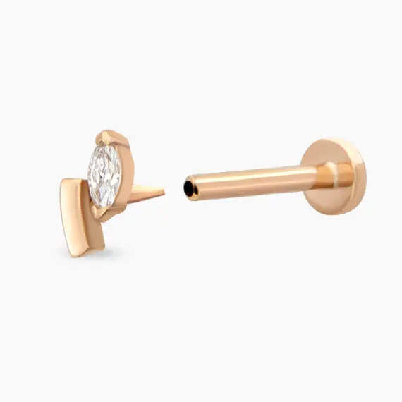Comma Marquise Cut Diamond Rose Gold Piercing - 5