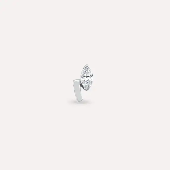 Comma Marquise Cut Diamond White Gold Earring - 3