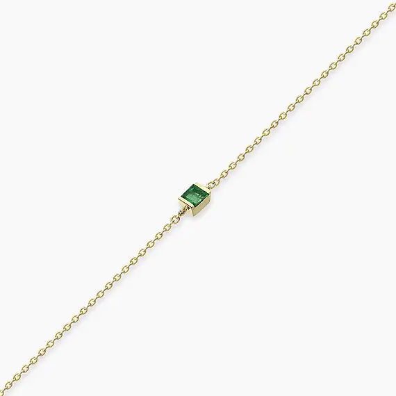 Connell 0.17 CT Baguette Cut Emerald Yellow Gold Bracelet - 2