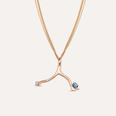 Coral 0.27 CT Blue Sapphire and Diamond Rose Gold Necklace - Nev Jewellery