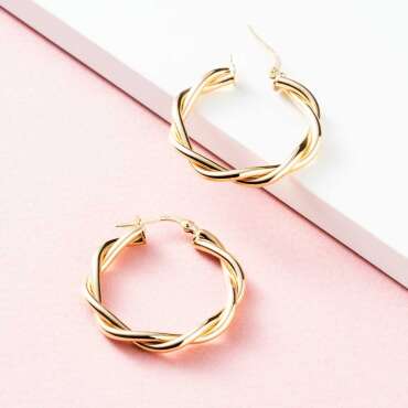 Corda Yellow Gold Hoop Earring - Nev Jewellery (1)