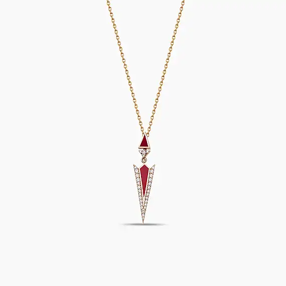 Corvus 0.25 CT Diamond and Red Enamel Pendant - 2