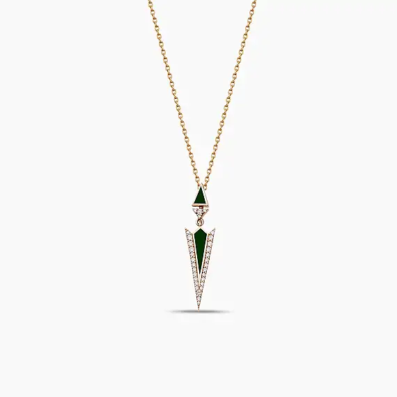 Corvus 0.21 CT Diamond and Green Enamel Pendant - 2