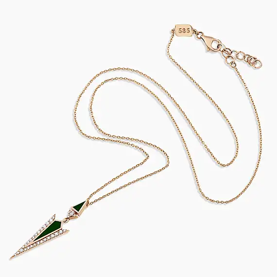 Corvus 0.21 CT Diamond and Green Enamel Pendant - 3