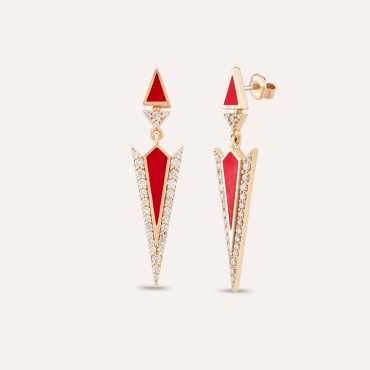 Corvus 0.52 CT Diamond and Red Enamel Earring - Nev Jewellery