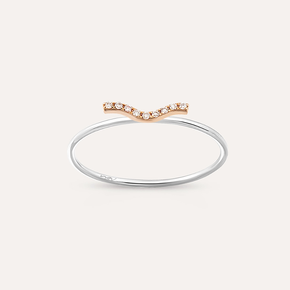 Crimp 0.03 CT Diamond White Gold Ring - 1