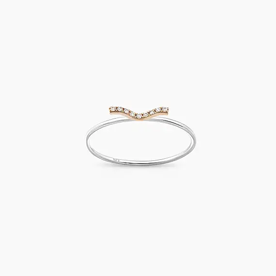 Crimp 0.03 CT Diamond White Gold Ring - 2