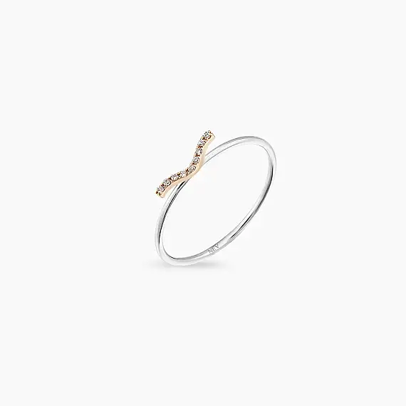 Crimp 0.03 CT Diamond White Gold Ring - 3