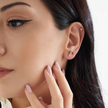 Crimp Rose 0.04 CT Diamond Mini Single Earring - Nev Jewellery