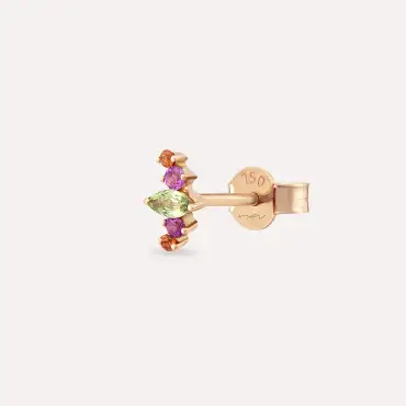 Crown Multicolor Sapphire Rose Gold Single Earring - Nev Jewellery (1)