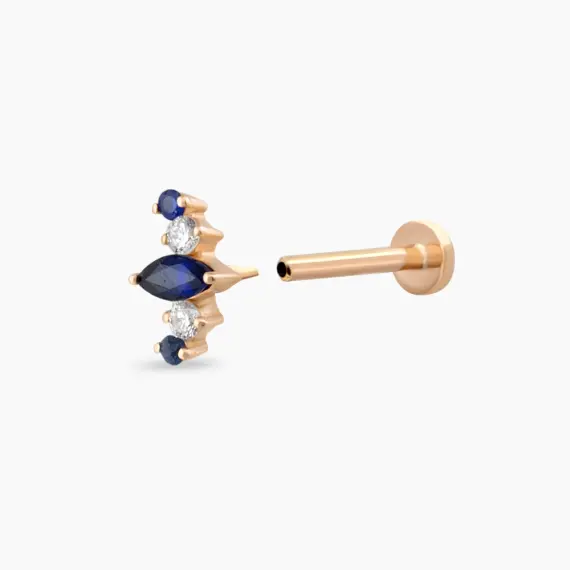 Crown Sapphire and Diamond Rose Gold Piercing - 4
