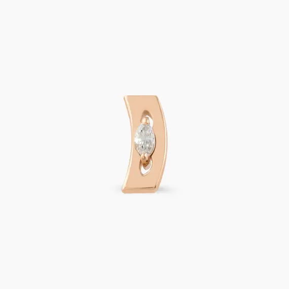 Curve Marquise Cut Diamond Rose Gold Piercing - 3