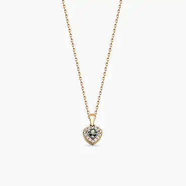 Cutie 0.22 CT Green Sapphire and Diamond Rose Gold Necklace - Nev Jewellery (1)