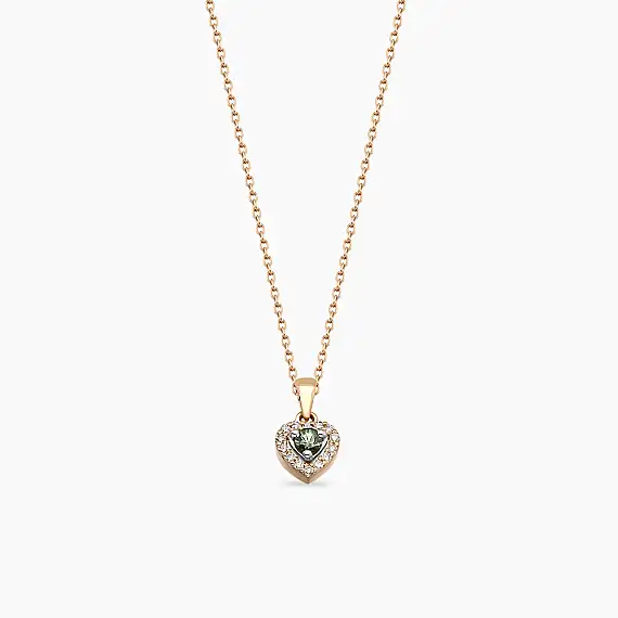 Cutie 0.22 CT Green Sapphire and Diamond Rose Gold Necklace - 2