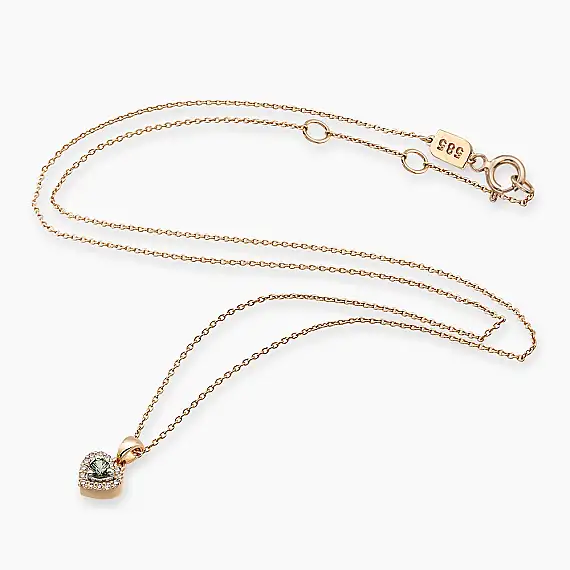 Cutie 0.22 CT Green Sapphire and Diamond Rose Gold Necklace - 3