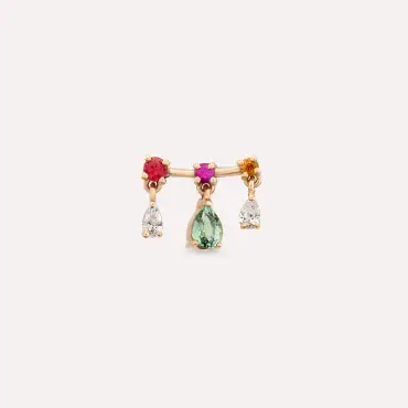 Cybill 0.35 CT Multicolor Sapphire and Diamond Rose Gold Single Earring - Nev Jewellery (1)