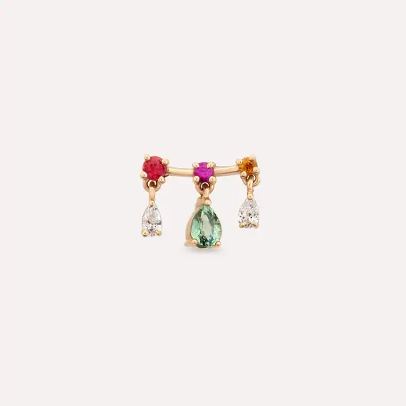 Cybill 0.35 CT Multicolor Sapphire and Diamond Rose Gold Single Earring - 3