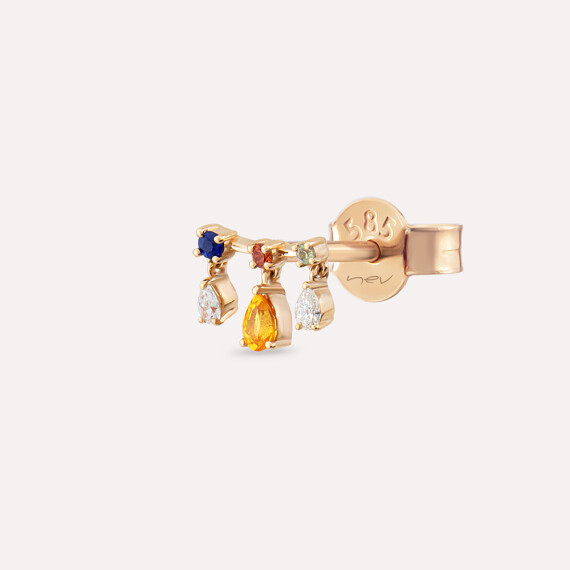 Cybill 0.39 CT Multicolor Sapphire and Diamond Rose Gold Single Earring - Nev Jewellery