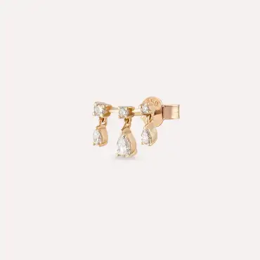 Cybill Pear Cut Diamond Rose Gold Single Earring - Nev Jewellery (1)