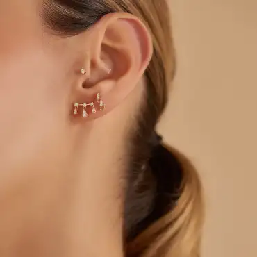 Cybill Pear Cut Diamond Rose Gold Single Earring - Nev Jewellery (1)