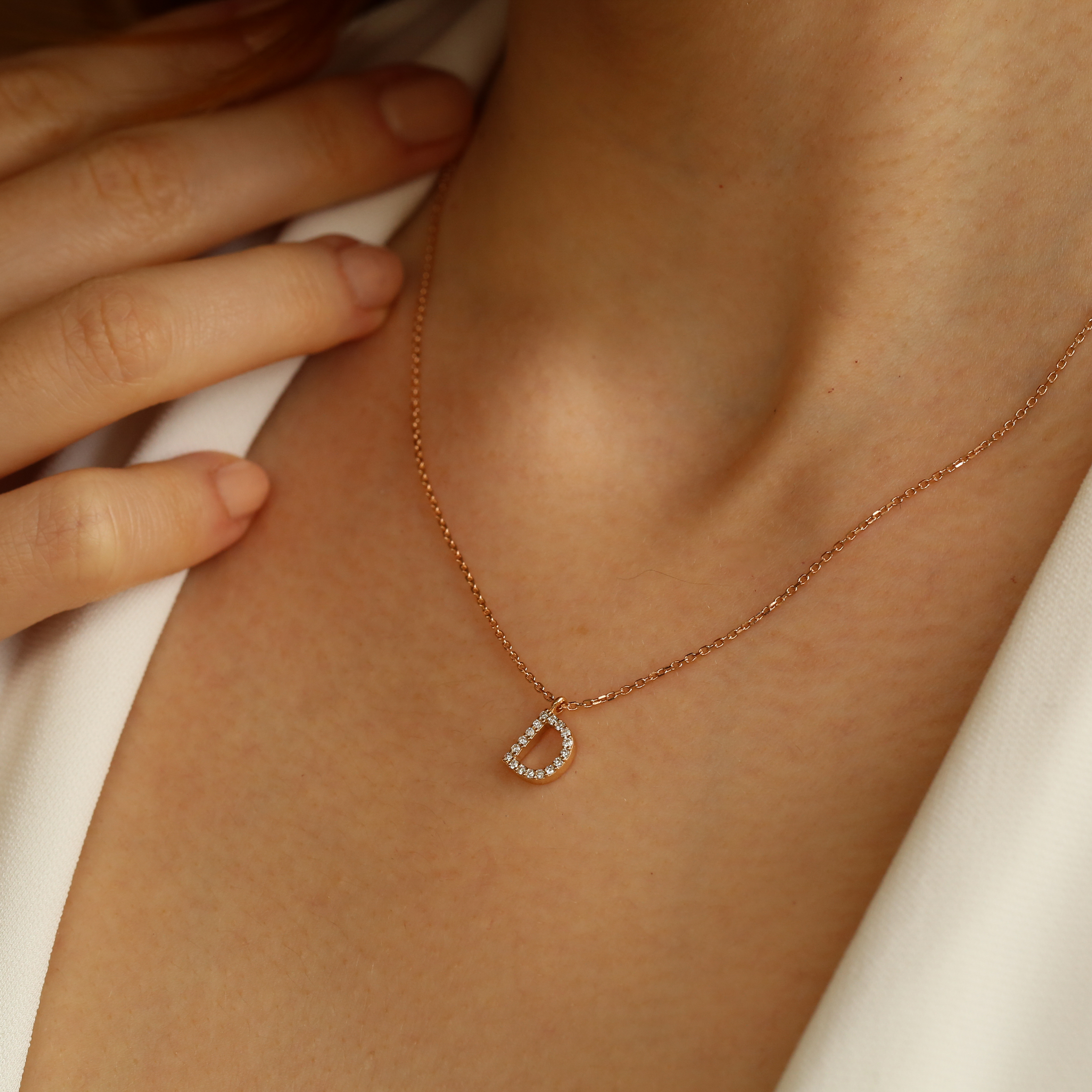D Letter 0.10 CT Diamond Rose Gold Necklace - 3