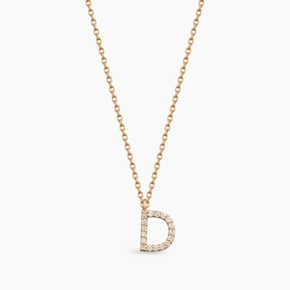D Letter 0.10 CT Diamond Rose Gold Necklace - Nev Jewellery