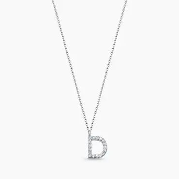 D Letter 0.11 CT Diamond White Gold Necklace - Nev Jewellery (1)
