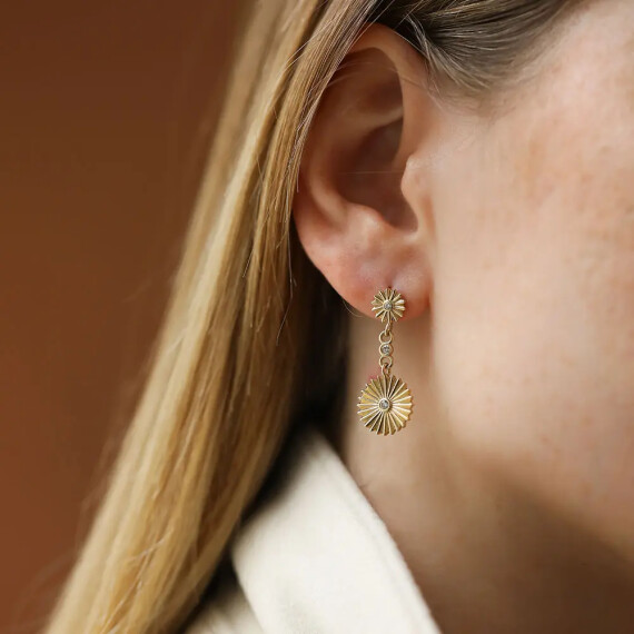 Dalia Yellow Gold Dangling Earring - Nev Jewellery