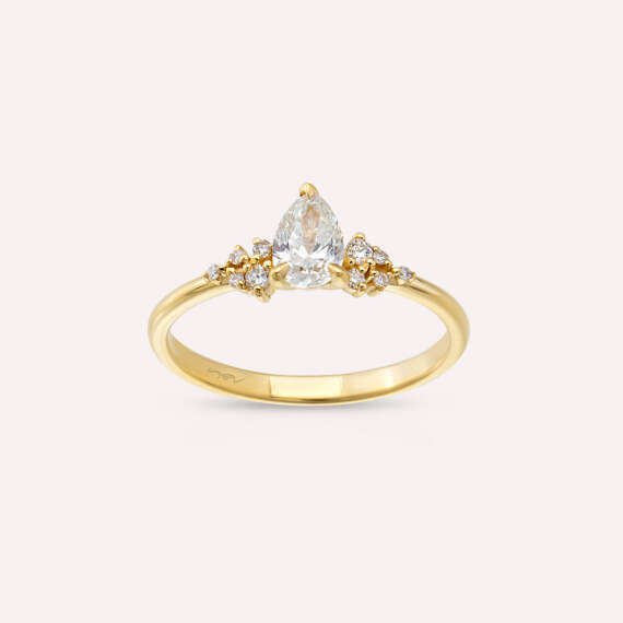 Daphne 0.48 CT Pear Cut Diamond Yellow Gold Ring - 2