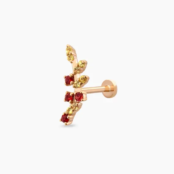 Defne Yellow and Red Sapphire Rose Gold Piercing - 2