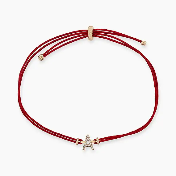 Diamond Letter A Rope Bracelet - 2
