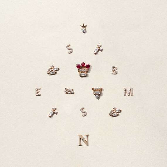 Diamond Rose Gold B Letter Mini Single Earring - 5
